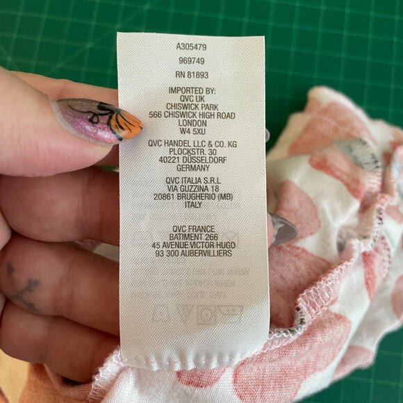 LOGO Lori Goldstein Women M Red Pink Floral Poppy Print Flutter Sleeve Shirt - Picture 11 of 11